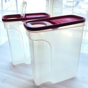 RUBBERMAID Flex & Seal Modular Cereal Keeper Red Flip Top Lid 4 Quart Set of 2